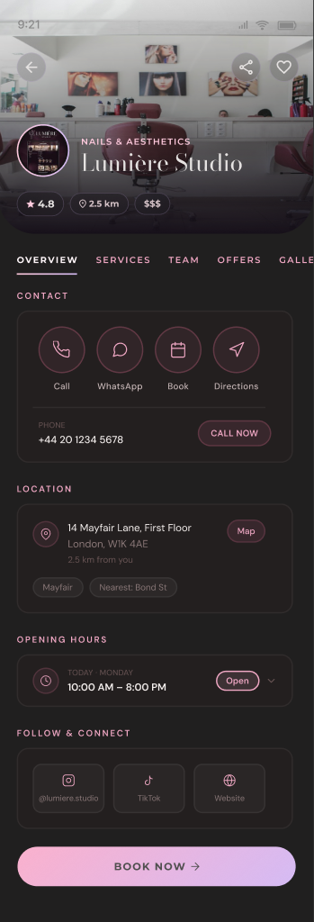 Beauty Map salon profile